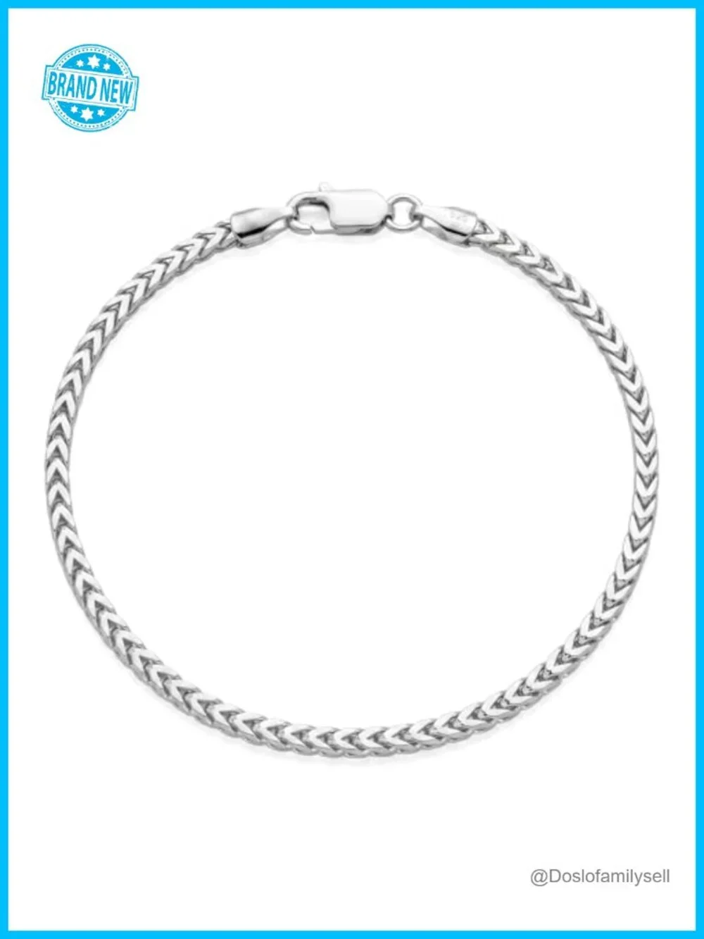 2.5mm Dainty Franco Box Chain Bracelet 925 Sterling Silver Link Bracelet Unisex